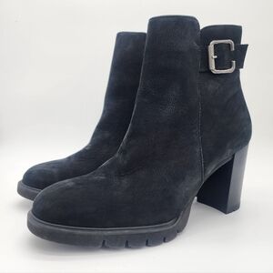 NWT Paul Green Selma Black Nubuck Leather Heeled Ankle Boots